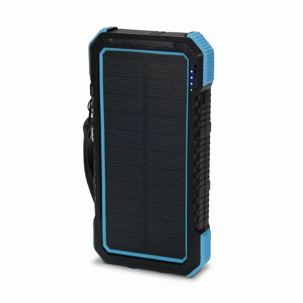 Повербанк с солнечной панелью 20000mAh Power Bank Kraft TPB-1820SLP Blue беспроводная зарядка 18W QC2.0 LED-фонарь (43-00043) - фото 2