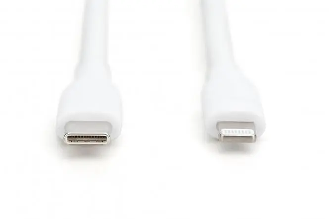 Кабель для зарядки Assmann USB, USB-C - Lightning 2 м, USB 2.0, 60W, силіконовий AK-600110-020-W White - фото 2