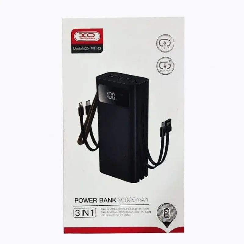 Наружный аккумулятор (Power Bank) XO PR142 (30000 mAh Black) - фото 4