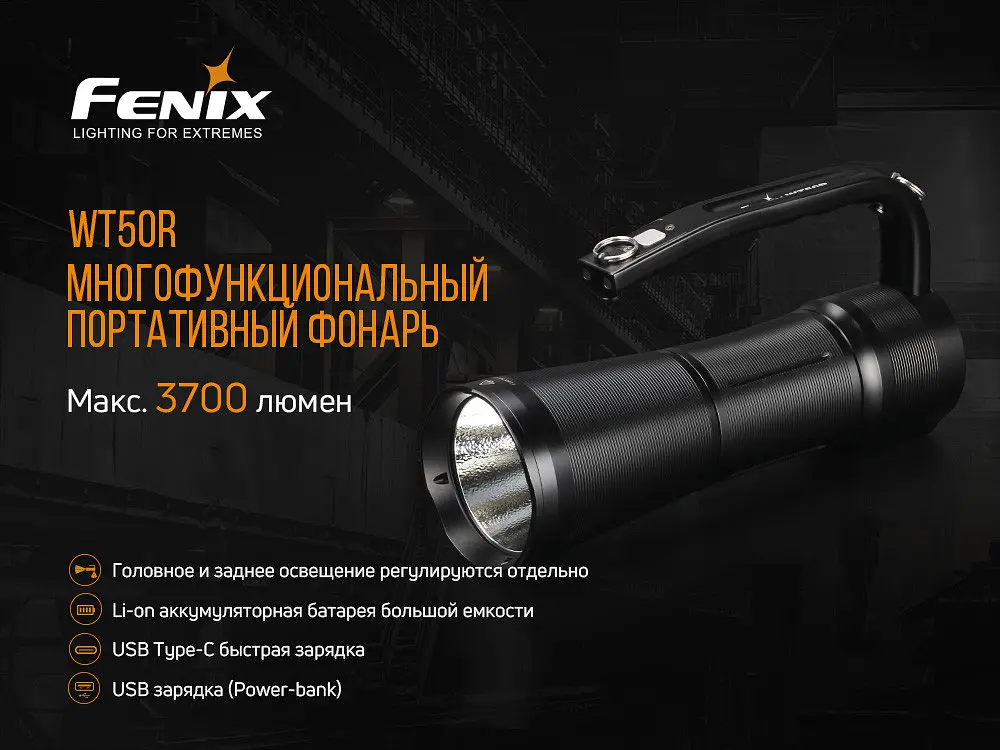 Ручний ліхтарик Fenix WT50R 3700лм (8 режимів) Чорний - фото 7