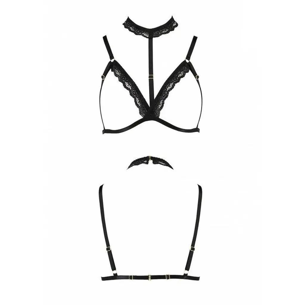 Бюстгальтер-стрепи з чокером Passion Exclusive SHELLY BRA L/XL, black - фото 5