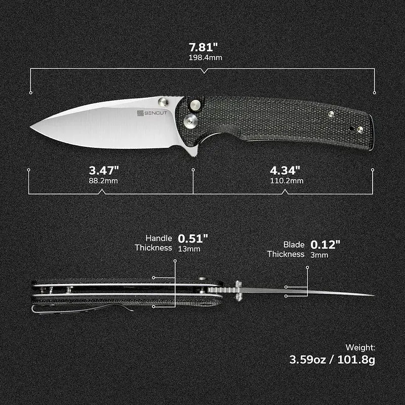 Ніж cкладний Sencut Sachse S21007-1 Micarta чорний - фото 9