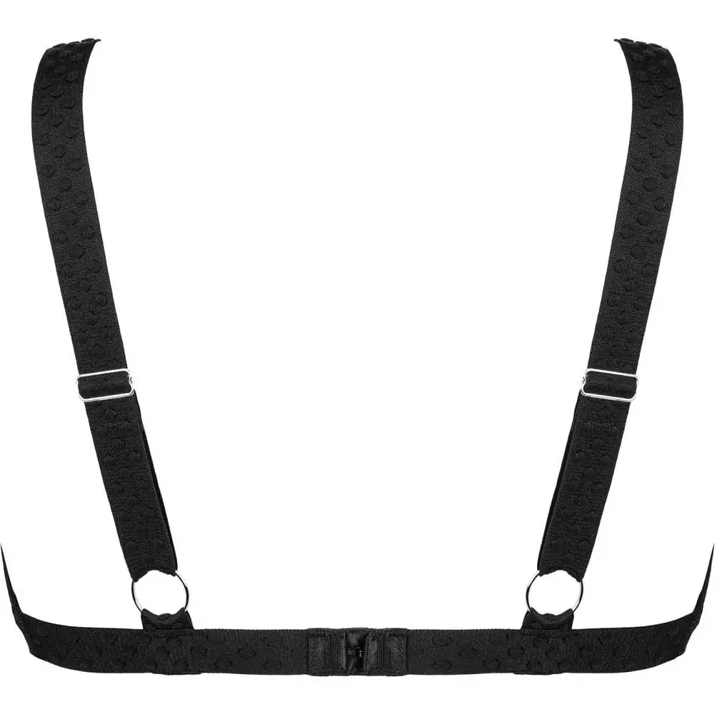 Мереживний бюстгальтер із трикутною чашкою Obsessive Estiqua bra M/L, чорний, широкі лямки - фото 2