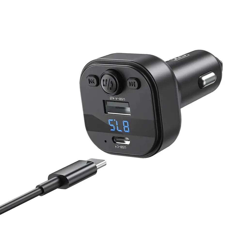 FM модулятор XO BCC18 USB-A OTG/USB-C чорний (BCC18.black) - фото 2