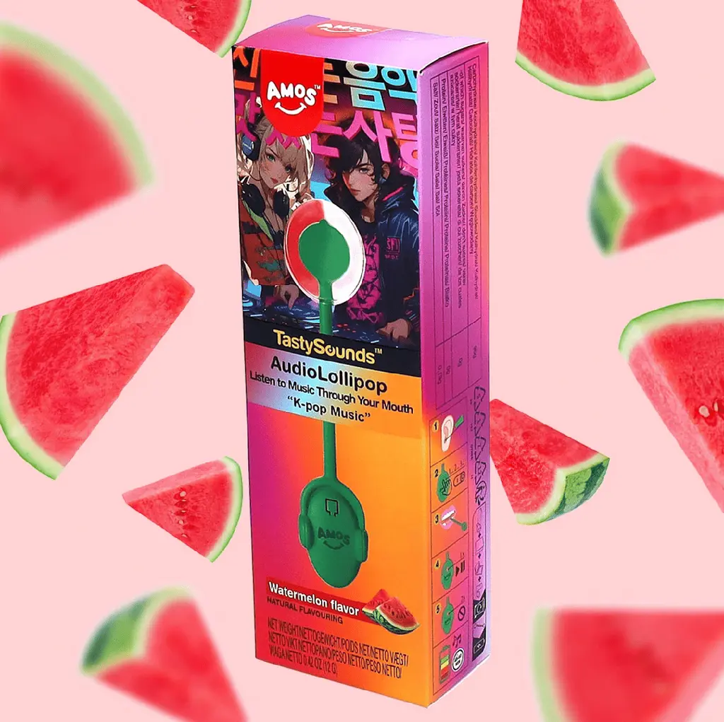 Льодяник Amos Tasty Sounds Music Lollipop Watermelon K-Pop Edition 12г - фото 3