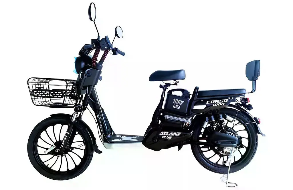 Электровелосипед двухместный Corso "Atlant Plus" (1000W,60V,21Ah) +корзина Черный - фото 2