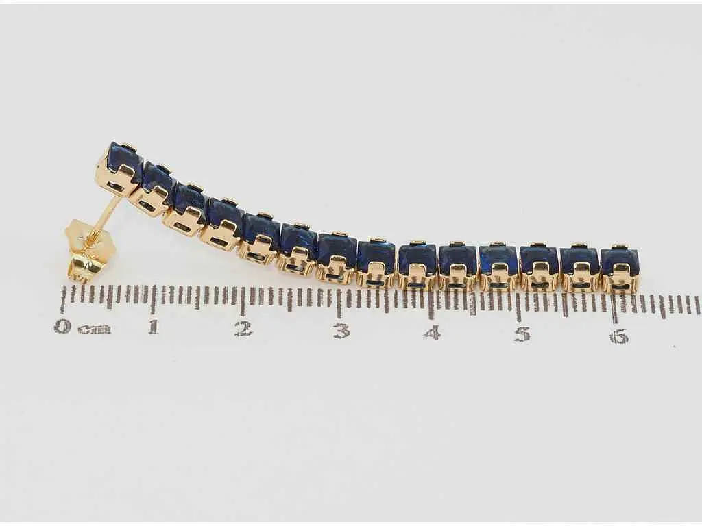 Сережки Xuping Позолота 18K пусети "Доріжки синіх кристалів" (077702) - фото 2