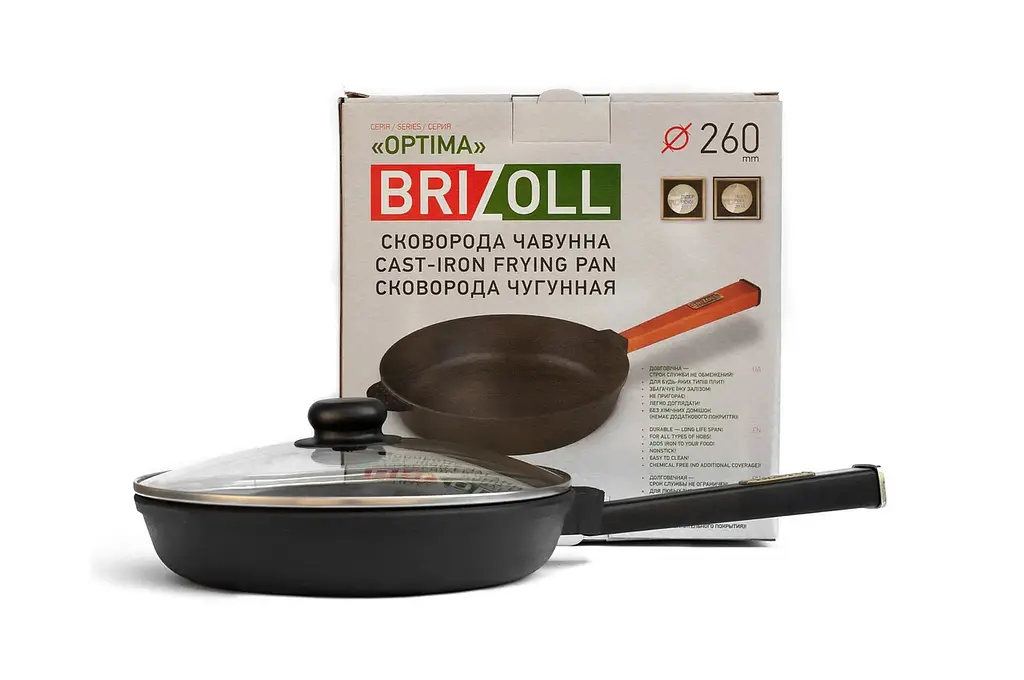 Сковорода чавунна Brizoll Optima Lids O2640P-C 26 см - фото 3