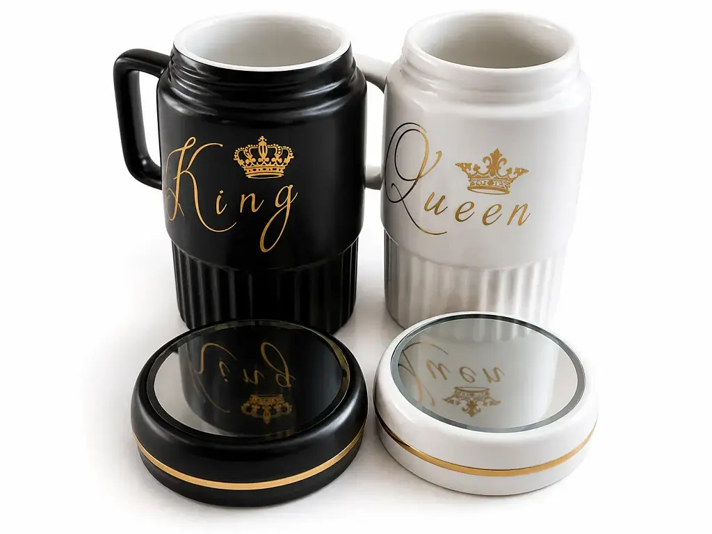 Парные чашки фарфоровые King & Queen 450 мл с крышкой - фото 2