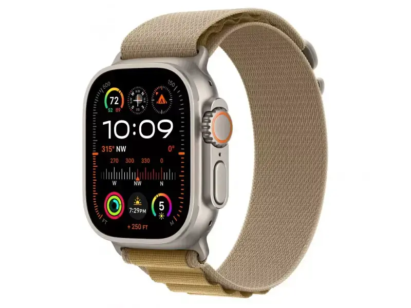 Ремінець Apple Alpine Loop Tan - Natural Titanium Finish для Watch 44/45/46/49mm - Medium (MXN23) - фото 3