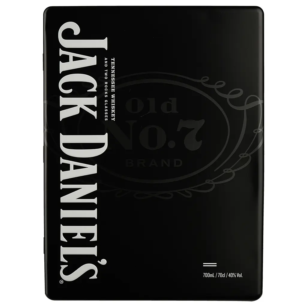 Виски Jack Daniel's Tennessee Old No.7 в металлической коробке с 2 бокалами, 40%, 0,7 л - фото 2