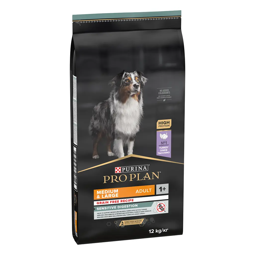 Сухий беззерновий корм для дорослих собак з чутливим травленням Purina Pro Plan Medium & Large Adult 1+ Sensitive Digestion з індичкою 12 кг - фото 2