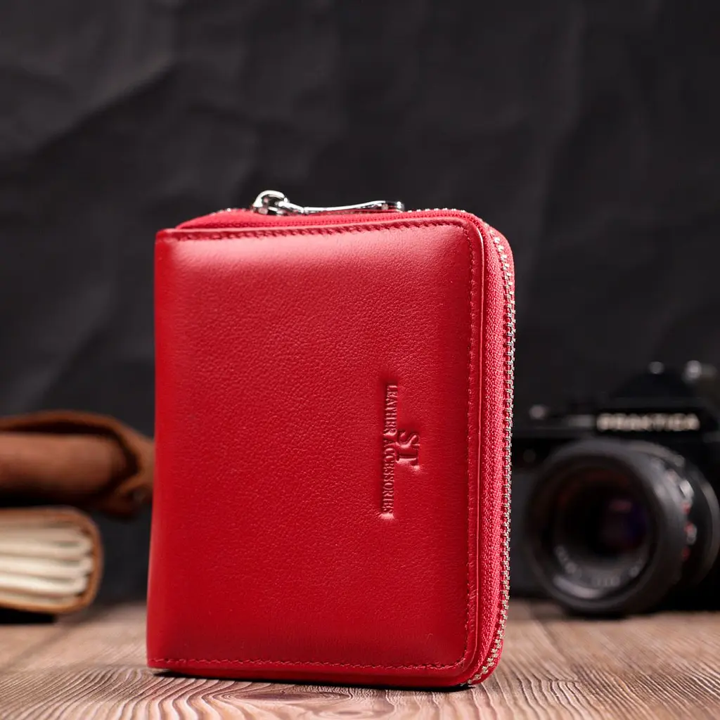 Симпатичний жіночий гаманець із натуральної шкіри ST Leather 22448 червоний - фото 9