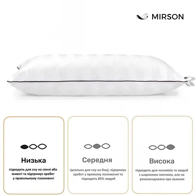 Подушка пухова MirSon Hand Made Royal Pearl №906 низька 50х70 см біла (2200005356036) - фото 3