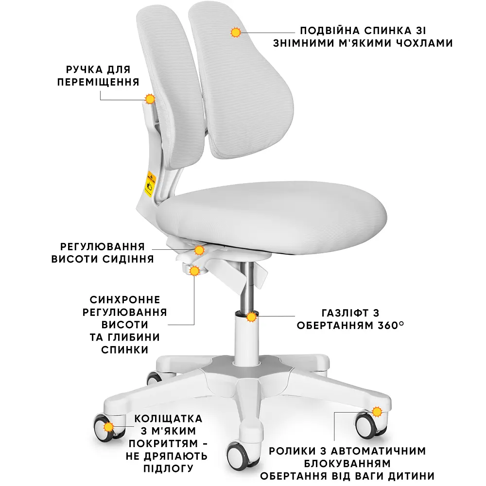 Дитяче крісло Evo-kids Mio Lite Grey (арт.Y-208 G) - фото 2
