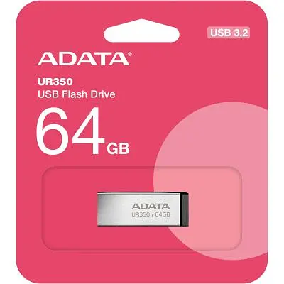 USB флеш накопичувач ADATA 64GB UR350 Silver-Black USB 3.2 (UR350-64G-RSR/BK) - фото 5