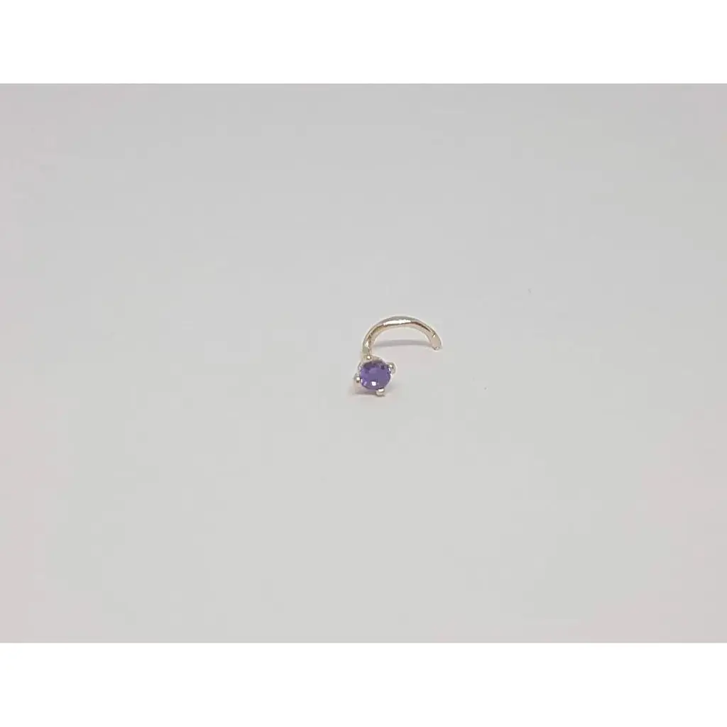 Золотая серьга-пирсинг в нос Dear с фианитом. 1017.1 Фиолетовый - фото 3