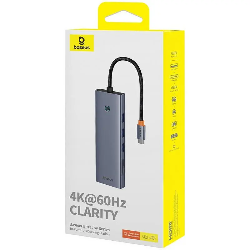 Перехідник HUB Baseus UltraJoy 10-Port (Type-C to HDMI+VGA+USB3.0*3+PD+RJ45+SD/TF3+3.5mm) (80C8) Slate Grey - фото 5