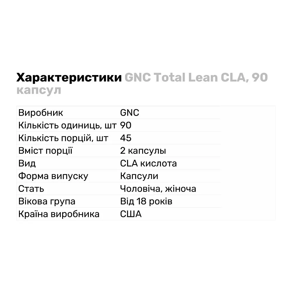 Жиросжигатель GNC Total Lean CLA, 90 капсул - фото 2
