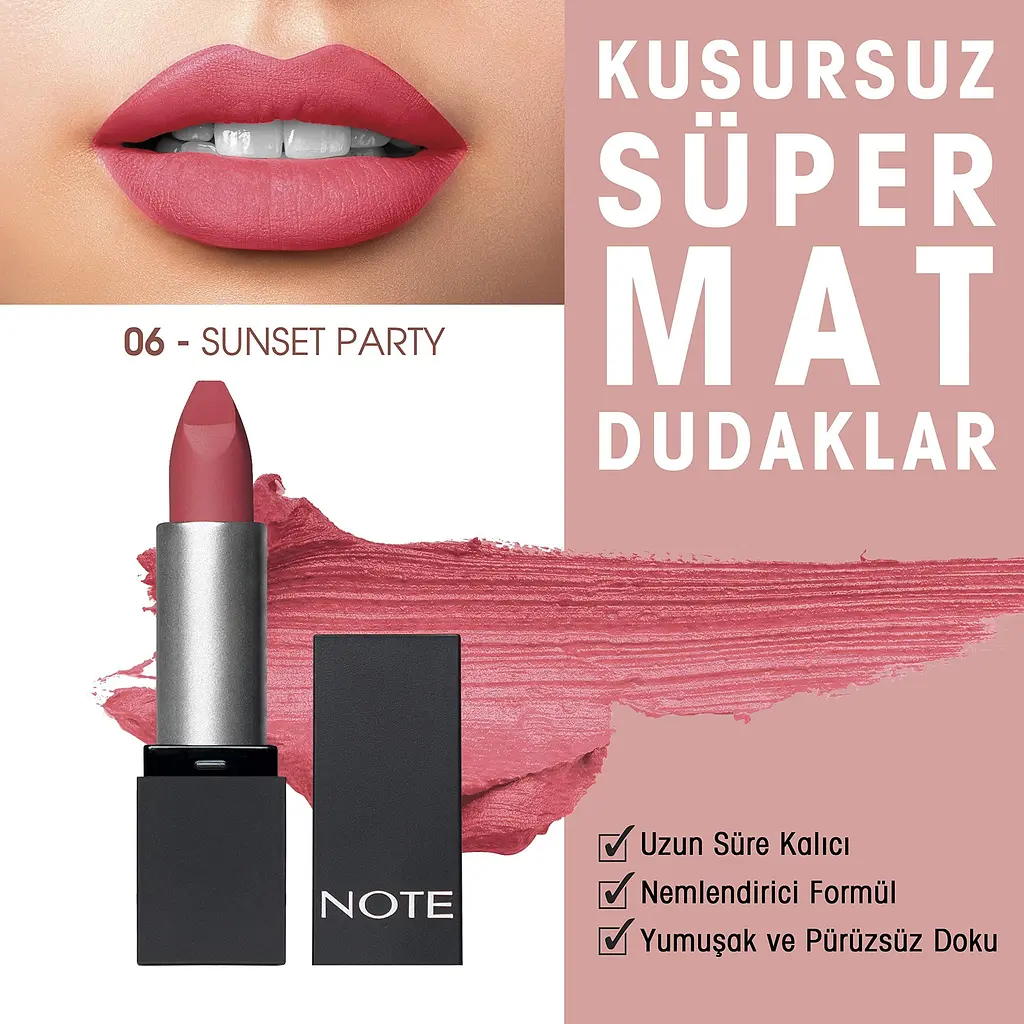 Помада для губ Note Cosmetique Mattever Lipstick тон 06 Sunset Party 4 г - фото 3