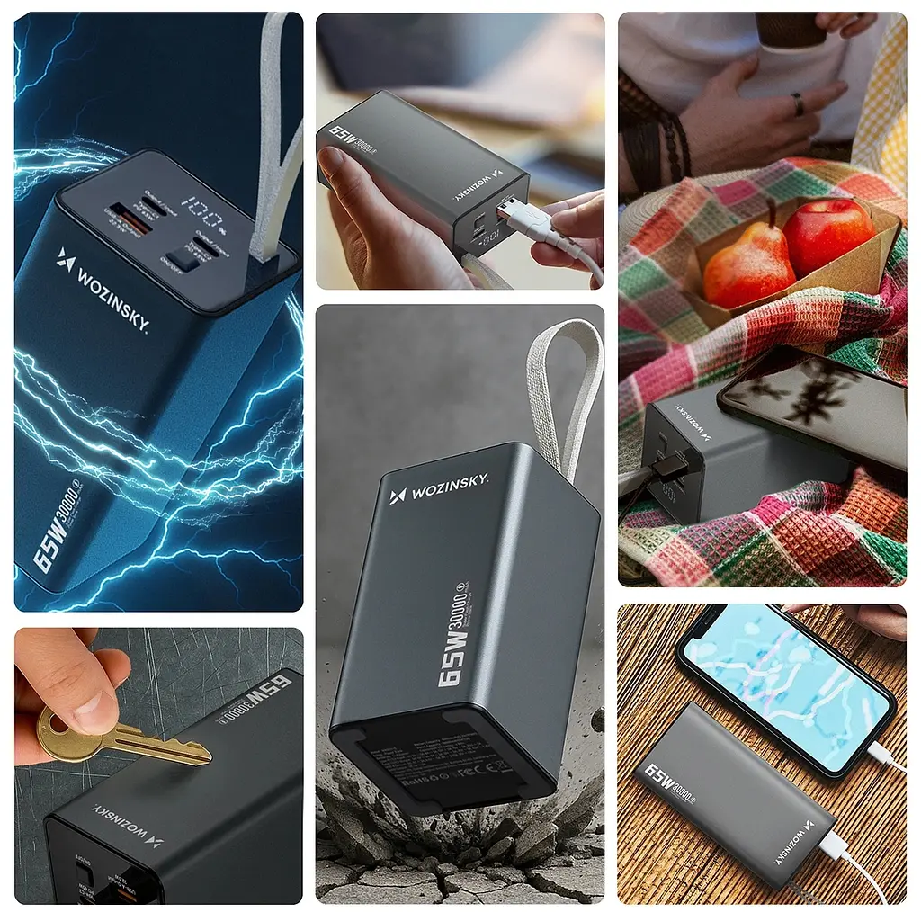 УМБ Wozinsky 30000mAh K65+ 65W PD,QC USB-A,2xUSB-C Gray - фото 6
