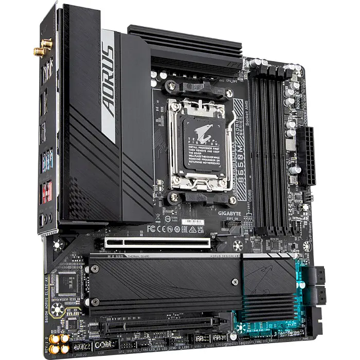 Материнская плата Gigabyte B650M AORUS ELITE AX (B650M AORUS ELITE AX) (Socket AM5, AMD B650, Micro-ATX) Б/у - фото 3
