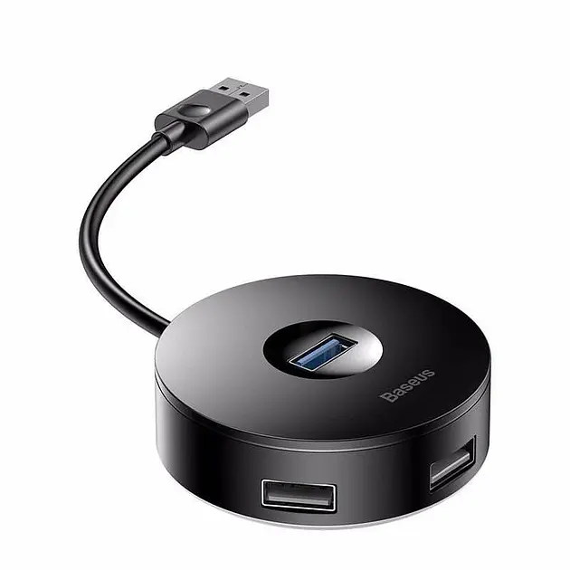 Перехідник Baseus Round Box Hub Adapter (Usb 3.0 х 1 / Usb 2.0 х 3 1м) чорний (CAHub-U01) - фото 2