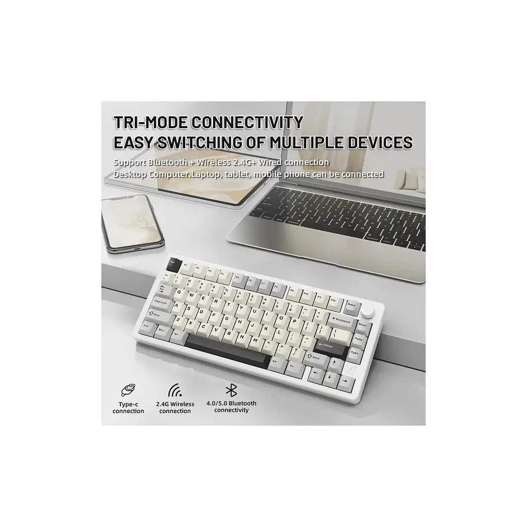 Клавіатура Attack Shark X86 RGB Wireless/Bluetooth/USB UA Starlight White (X86SW_AS) - фото 3