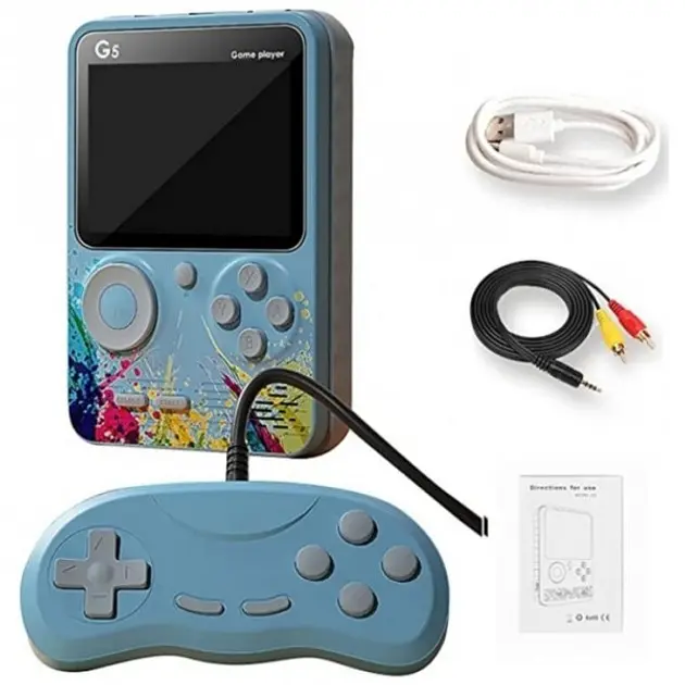 Ігрова ретро приставка 3" LCD 500 ігор з джойстиком UKC G5 Game Box 9214 блакитна - фото 2