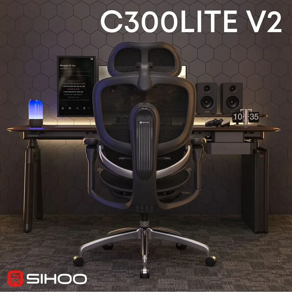 Офісне крісло Sihoo C300 LITE V2, Black (C300-LITE-V2-B101) - фото 6