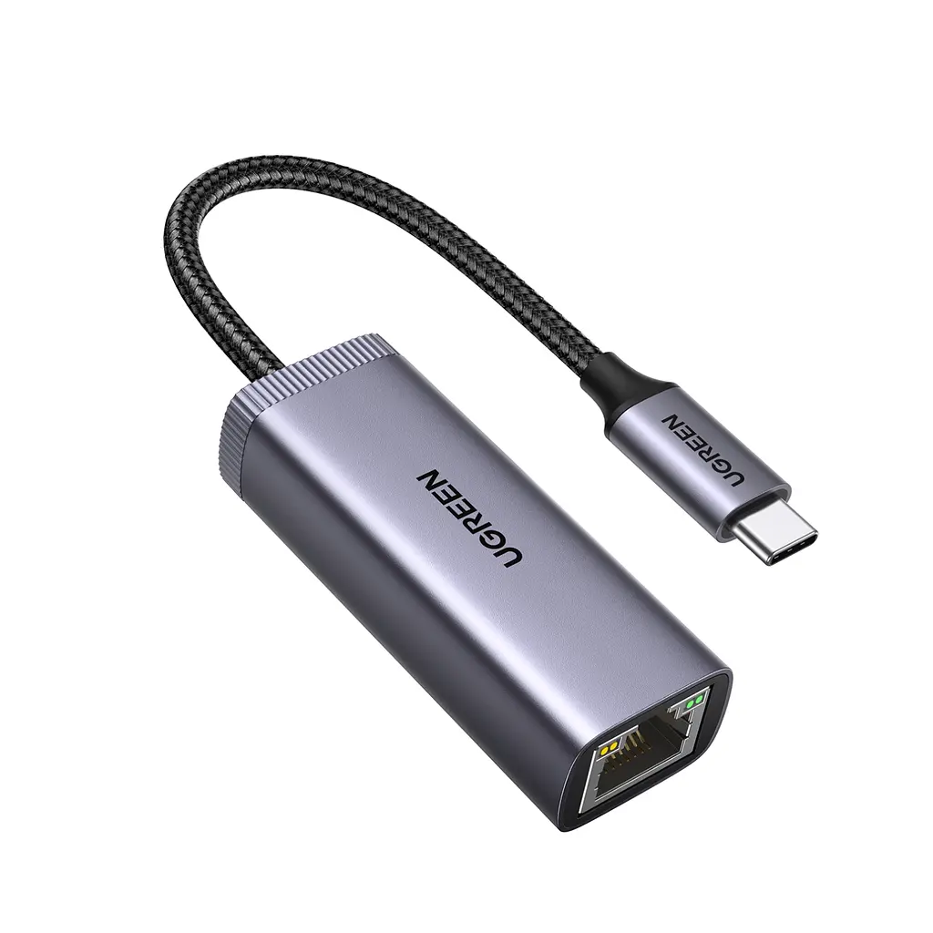 Мережевий адаптер Ethernet UGREEN CM483 зовнішня мережева карта з USB-C 3.1 Gen 1 на порт RJ45 до 1000 Мбіт/с для Windows macOS Linux та iPadOS із підтримкою Switch без встановлення драйверів у Windows 11/10/8.1/8 macOS та iPadOS з індикаторами живлення та передавання даних з вбудованим кабелем в обплетенні на чипі AX88179A сіро-чорний (40322)