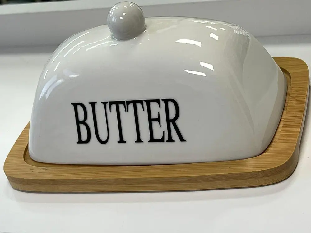 Маслянка з кришкою "Butter" біла, 18x12x9 см - фото 2