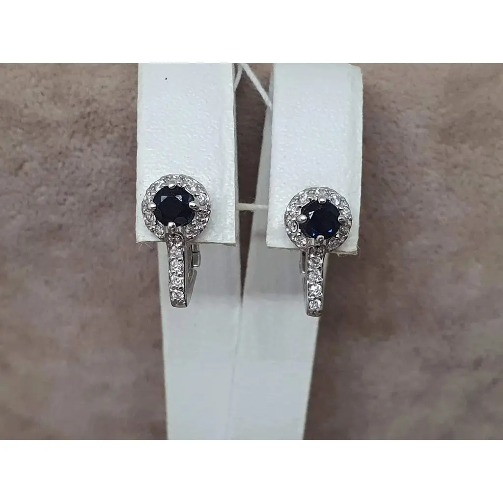 Золоті сережки Гаразд з діамантами і сапфірами. 3033353Б - фото 4