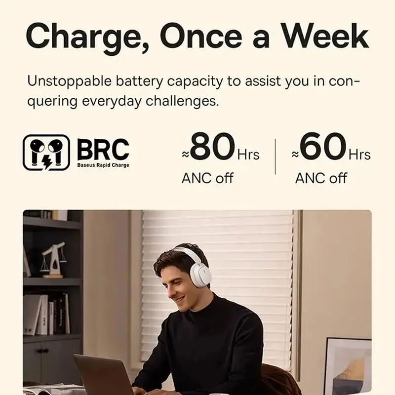 Накладные беспроводные наушники Baseus Bowie H1 Pro Noise-Cancellation (A00050601) - фото 4