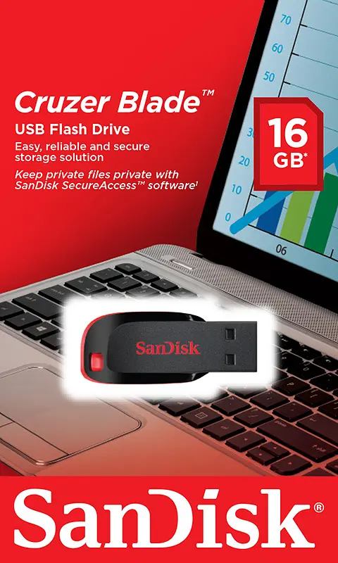 USB Flash SanDisk USB Cruzer Blade 16Gb Black Red - фото 4