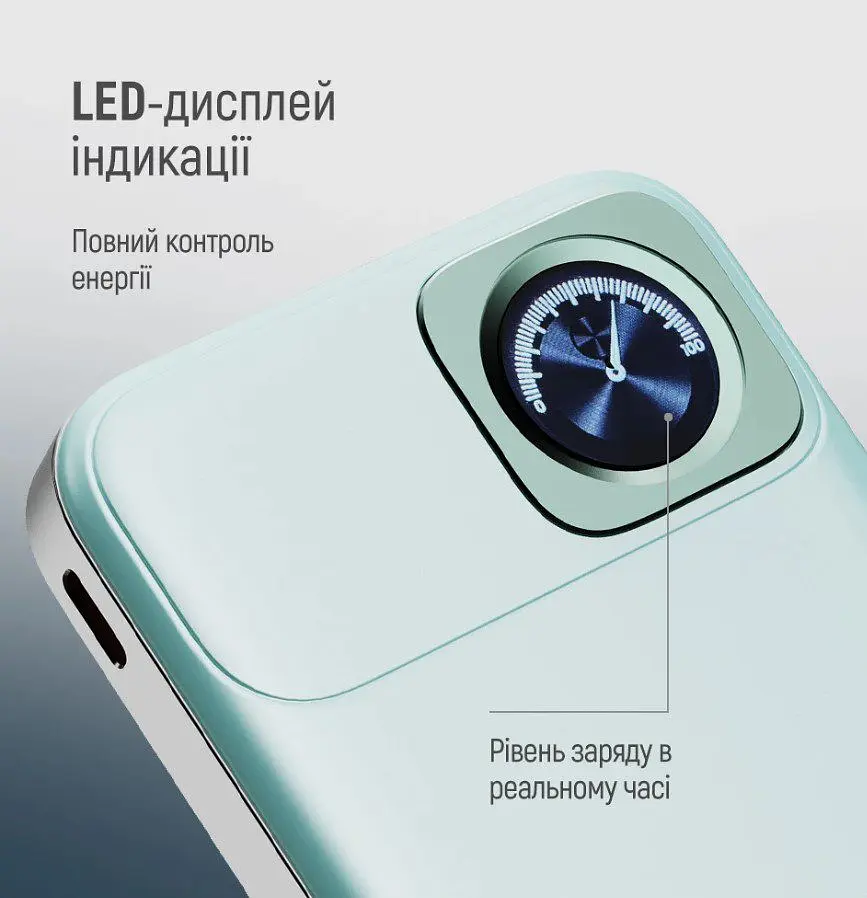 Повербанк Powerbank ColorWay PB-100LPA2MT-WPDD 10000mAh 15W MagSafe Watch (USB-C PD 22.5W) Aquamarine - фото 10