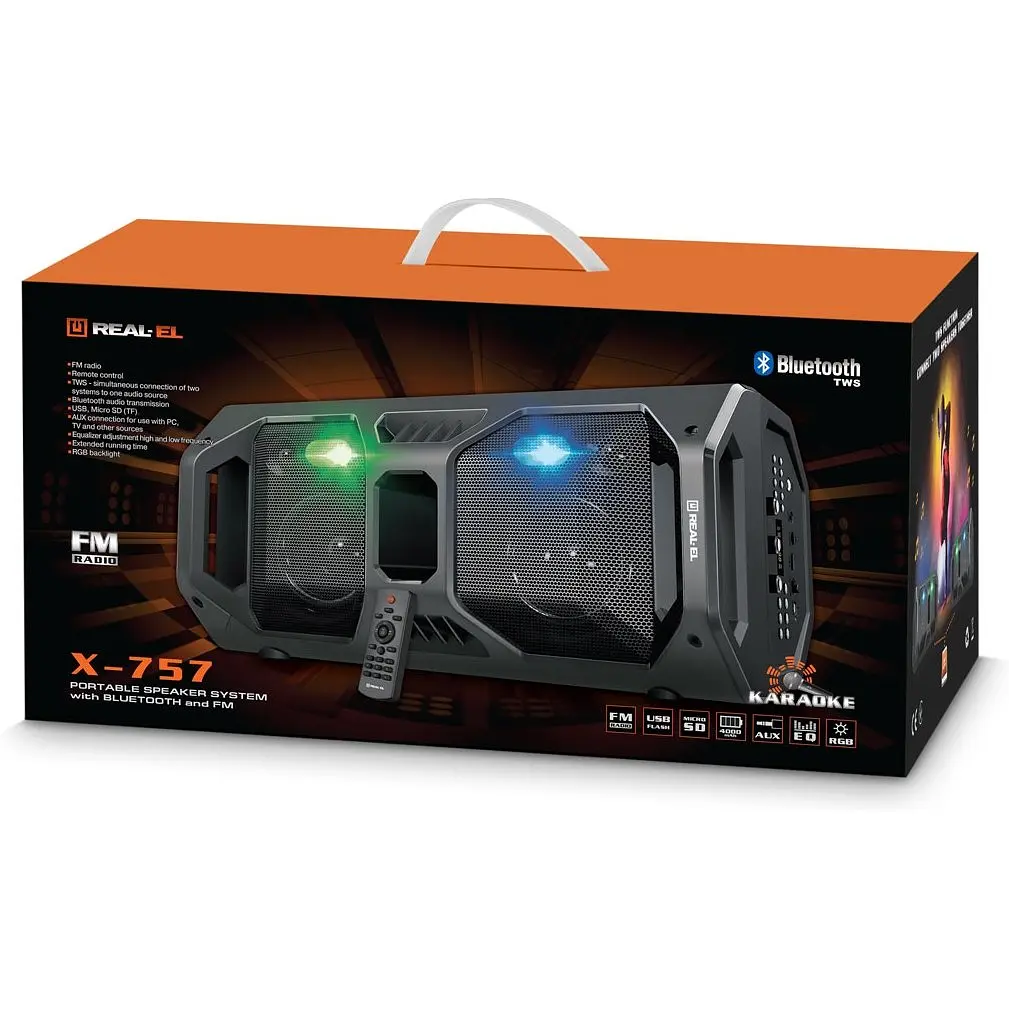 Портативный музыкальный центр бумбокс REAL-EL X-757 Black - фото 8