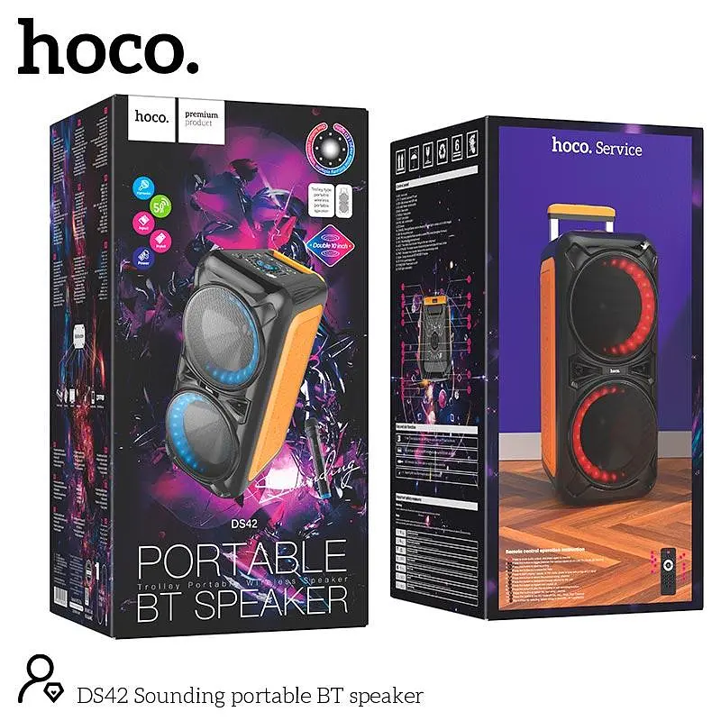 Портативна акустика Hoco DS42 Sounding 30 Вт караоке з мікрофоном бездротова - фото 6