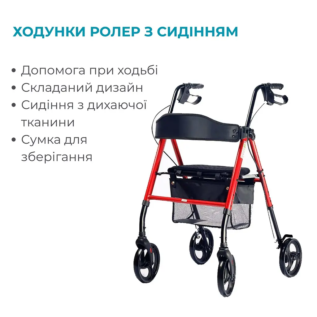Ходунки ролер Airm Health з сидінням регульовані - фото 2