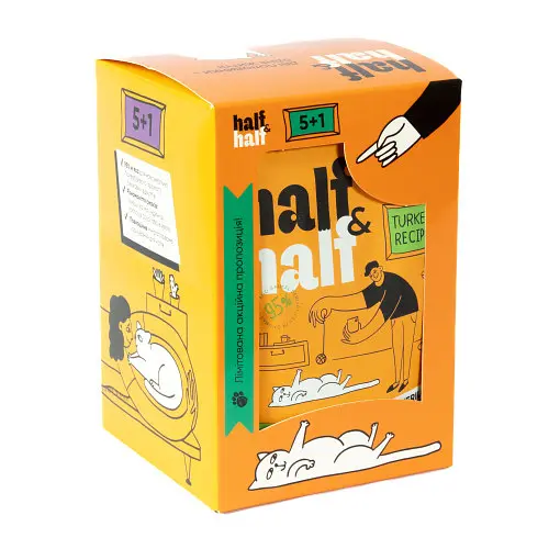 Набор влажных кормов Super Cat Half&Half «5+1» для стерилизованных кошек, кусочки с индейкой в желе, паучи, 6 шт*100 г - фото 3