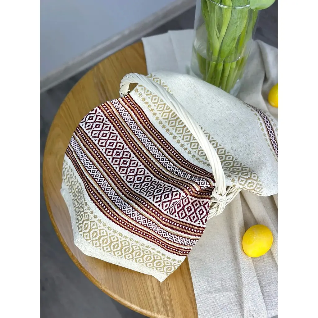 Пасхальное полотенце льняное для корзины Луч 45х30 см Коричневый - фото 6