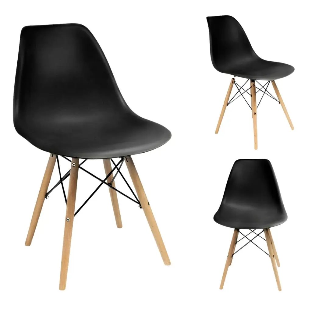 Стул Jumi Eva в скандинавском стиле с деревянными ножками черный - фото 7