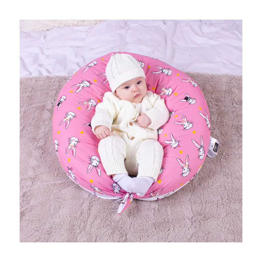 Подушка MirSon для вагітних та годування №8329 Print Line 17-0528 Bunnies pink Бязь 30х170х20 см (2200006200543) - фото 2