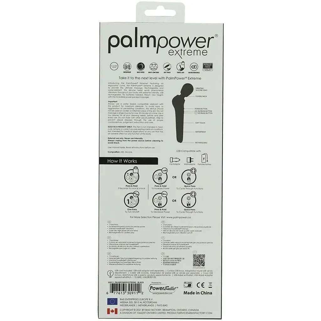 Потужний вібромасажер PalmPower EXTREME Black водонепроникний з плавним регулюванням - фото 7