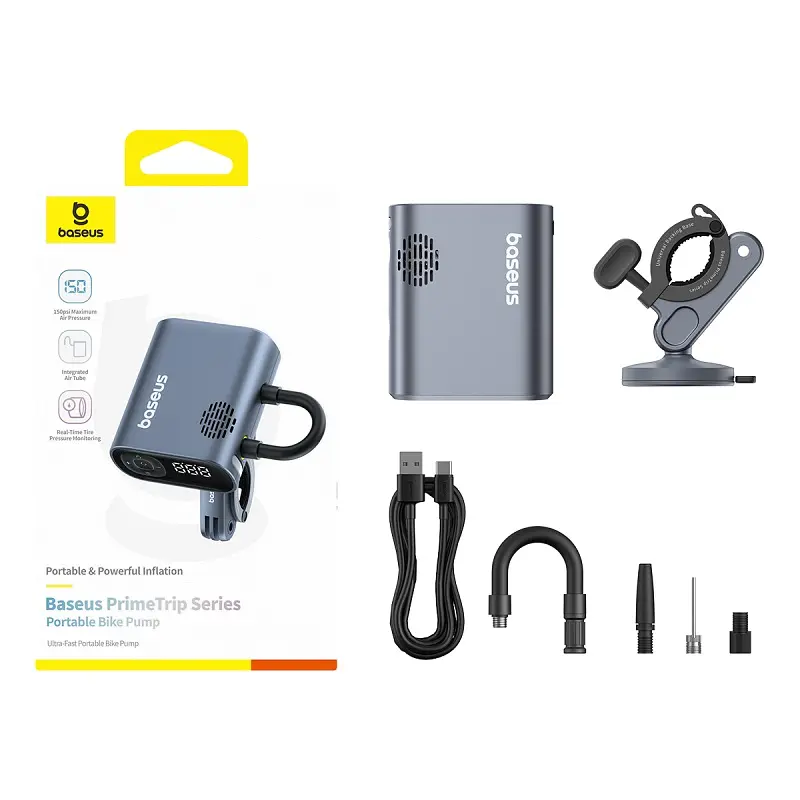 Автомобільний насос Baseus PrimeTrip Series Portable Bike Pump Cosmic Black (C11169000121-00) - фото 3