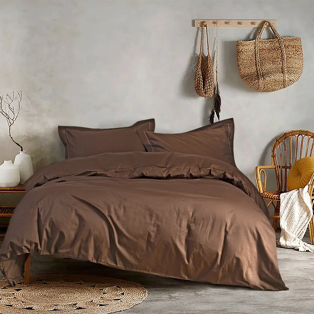 Постельное белье сатин Lotus Home - Dakota Modern шоколадный полуторный - фото 2