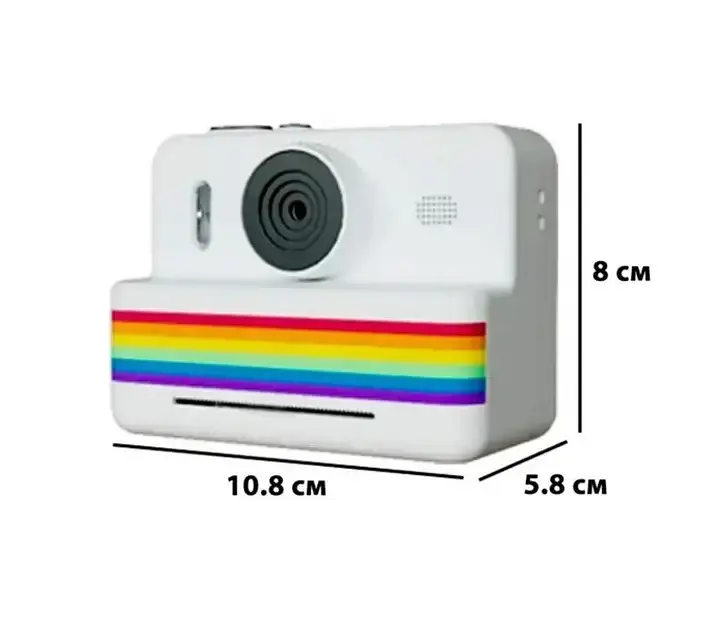 Дитяча цифрова фотокамера RAINBOW 2,8" миттєвий друк з термопринтером 1500 мАч Білий - фото 4