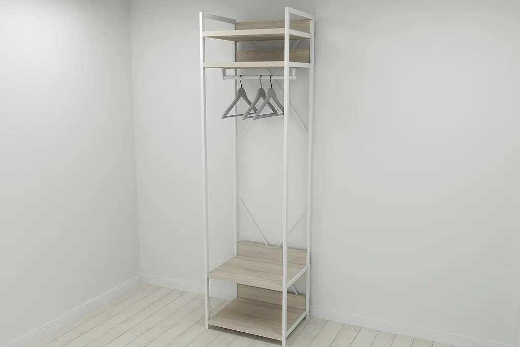 Шафа Гардероб Уні секція 2 серії Конект Ferrum-decor 220x60x50см Білий метал ДСП Дуб Сонома 32 мм (FRD-104545) - фото 7