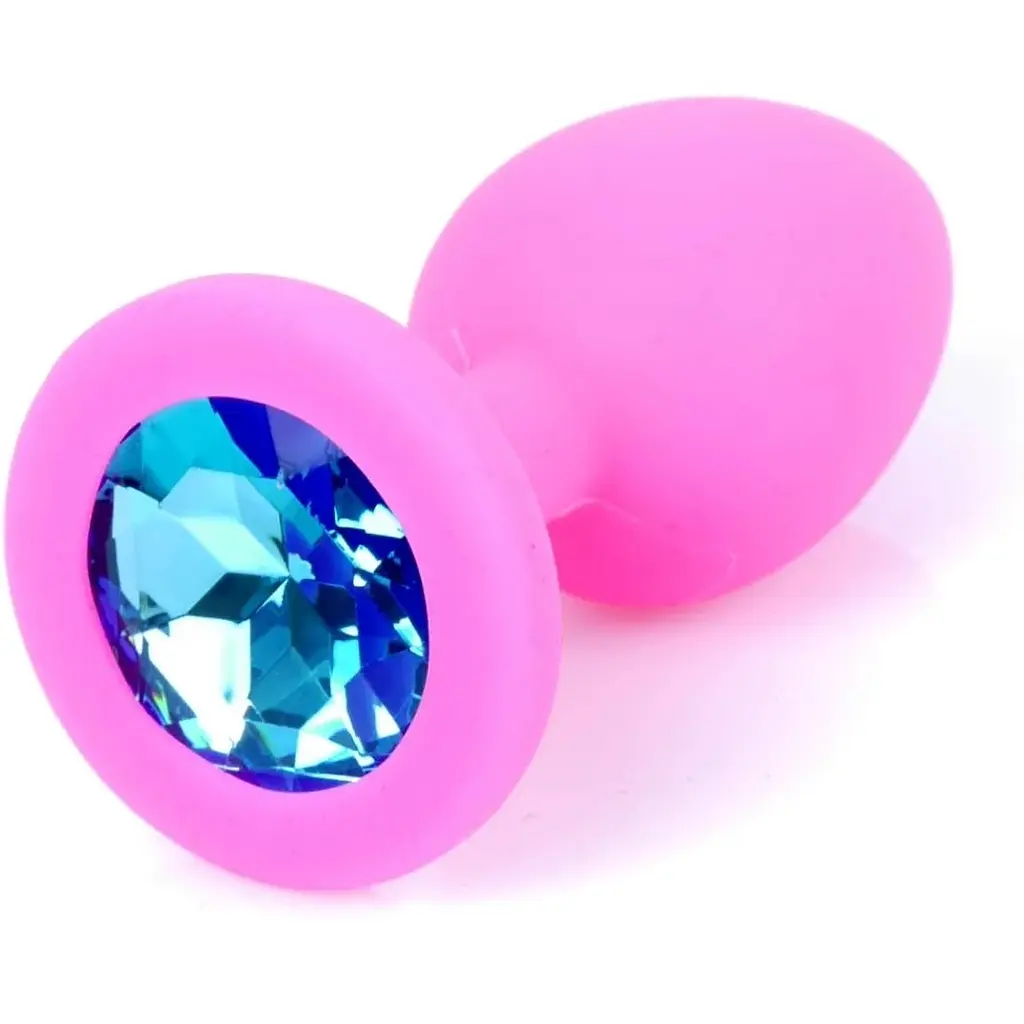 Силіконова анальна пробка Boss Of Toys Boss Series - Jewellery Pink Silicon Plug Medium Light Blue M, BS6400085, Рожевий / голубой - фото 2