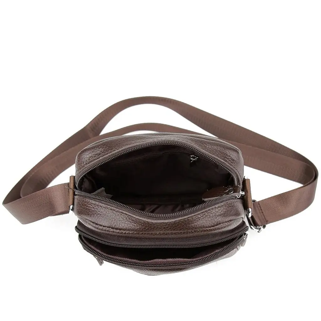 Шкіряний компактний чоловічий месенджер коричневий Tiding Bag M56-0080C - фото 2